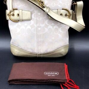 Coach Women's Cream & Gold Shoulder Bag with Dust Bag